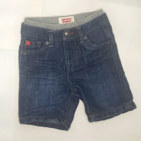 3/$30 LEVI'S Lined Elastic waist Bermuda Long Jean Denim Shorts - Picture 1 of 6